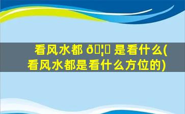 看风水都 🦅 是看什么(看风水都是看什么方位的)